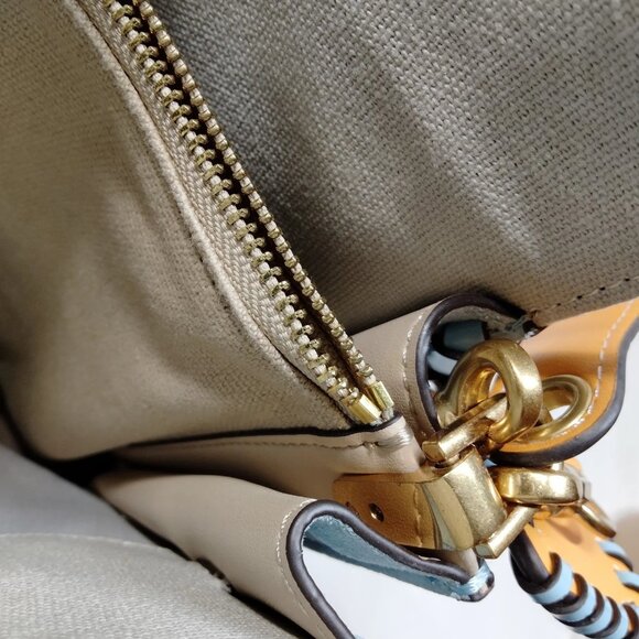 Authentic TORY BURCH Beige Leather Hand Bag mon364-111125 - Picture 14 of 16